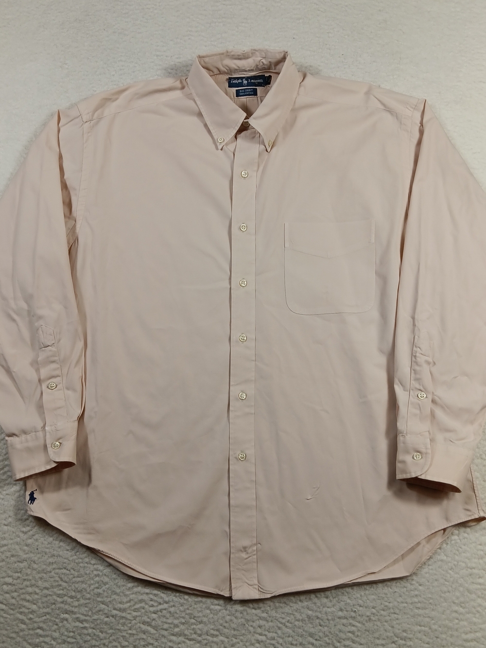 Vintage Ralph Lauren Big Shirt Mens Large Tan Long Sleeve Button Down Office